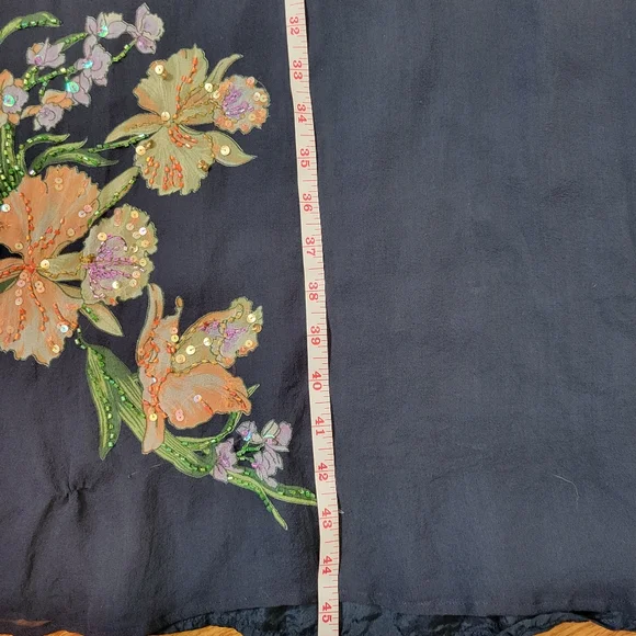 Robbie Bee 100% Silk  floral Navy Sleeveless Dress Size 10 - Picture 13 of 14